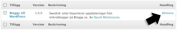 Aktivera tillägget