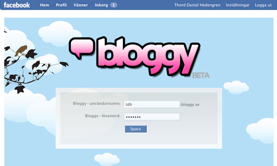 Bloggy-appen på Facebook