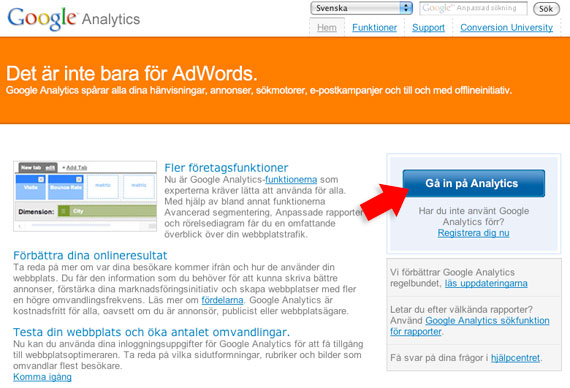Gå in på Analytics