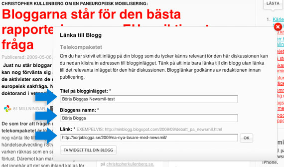 Dina blogguppgifter