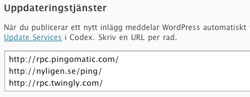 Pingtjänster i WordPress
