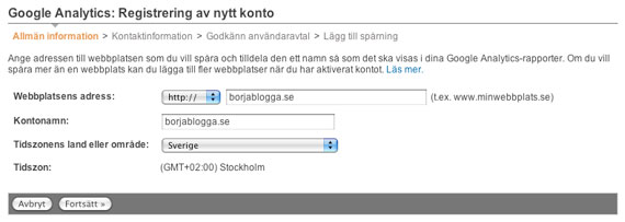 Registrera webbplats